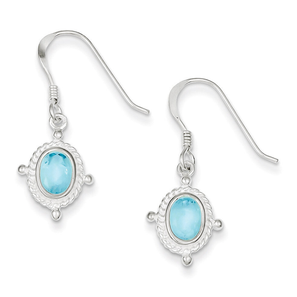 Blue Topaz Fancy Dangle Earrings Sterling Silver QE1375, MPN: QE1375, 191101187636