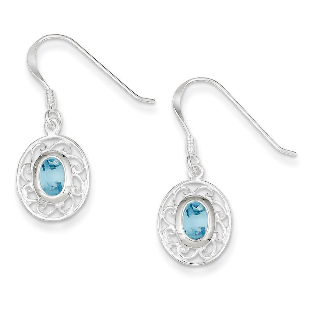 Blue Topaz Fancy Dangle Earrings Sterling Silver QE1376, MPN: QE1376, 191101187643