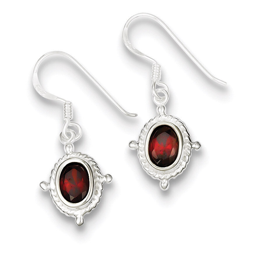 Garnet Earrings Sterling Silver Fancy QE1451, MPN: QE1451, 191101187667