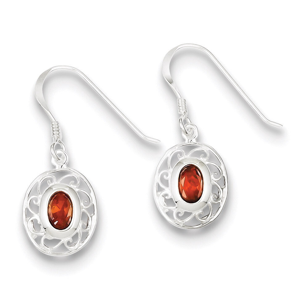 Garnet Earrings Sterling Silver Fancy QE1453, MPN: QE1453, 191101187674