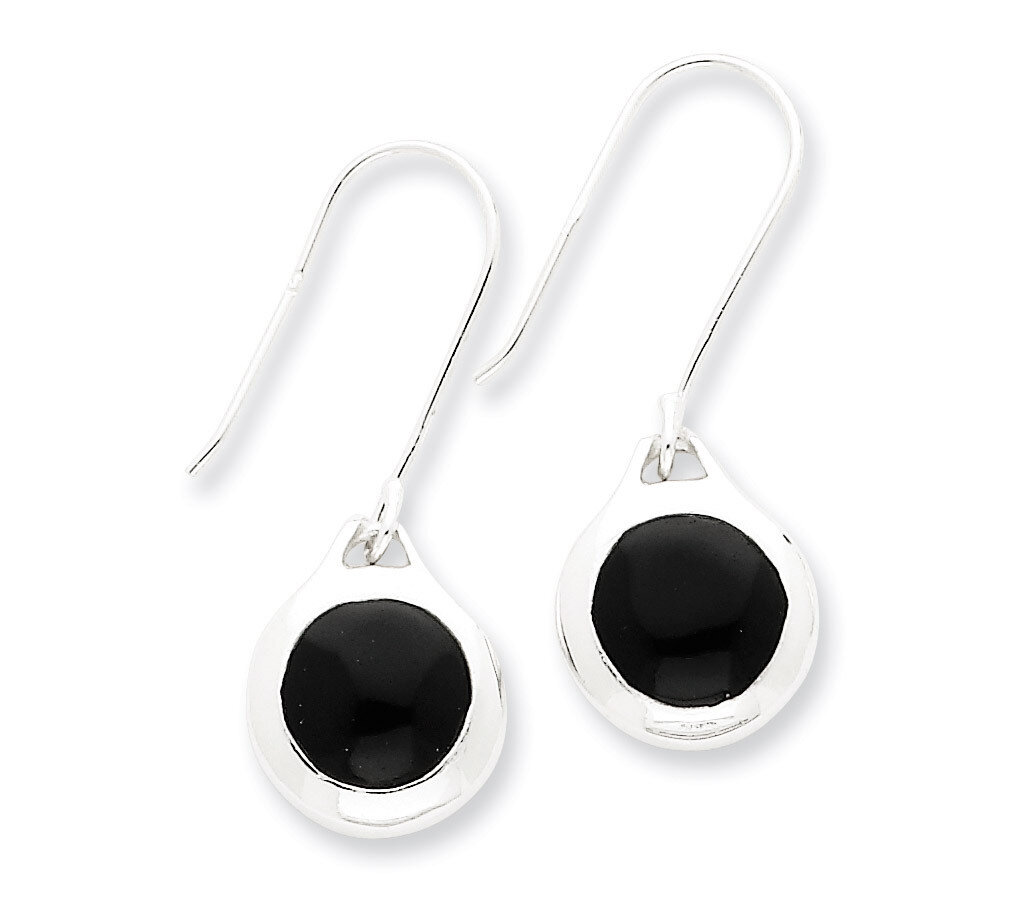 Onyx Disk Earrings Sterling Silver QE1530, MPN: QE1530, 191101187704