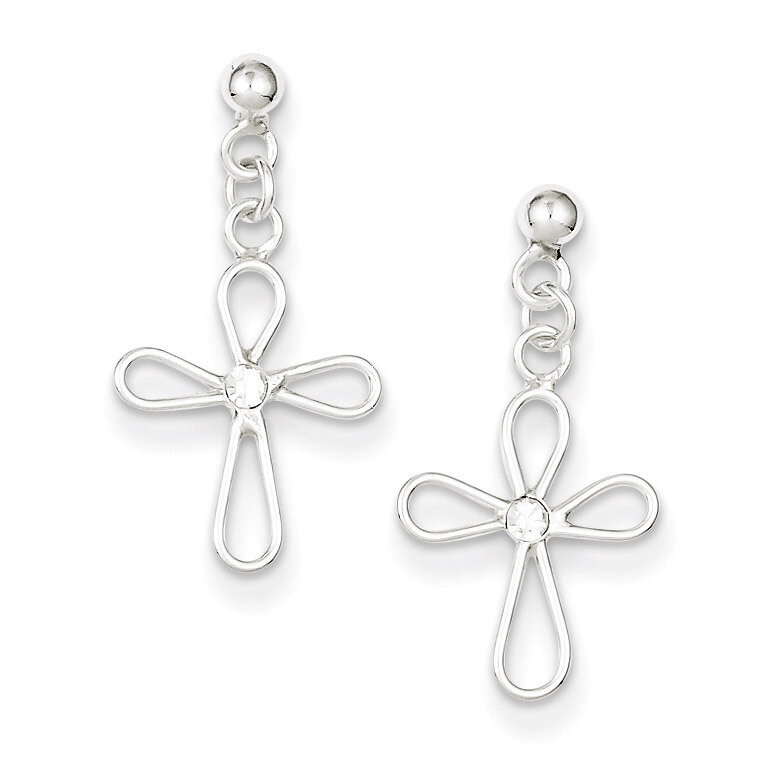 Cross Earrings Sterling Silver Diamond QE1628