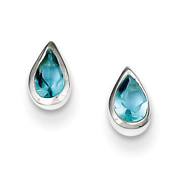 Light Blue Diamond Teardrop Earrings Sterling Silver QE1649, MPN: QE1649, 883957922386