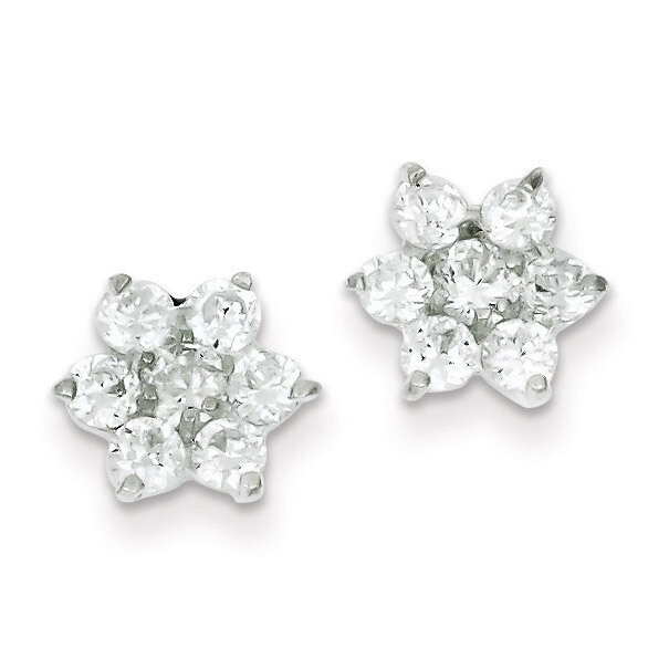 Floral Diamond Earrings Sterling Silver QE1726