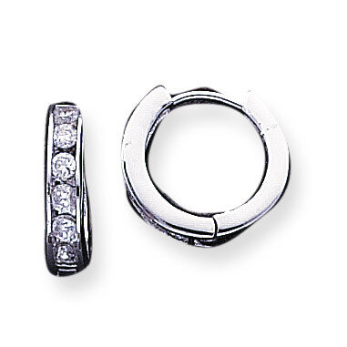 Hoop Earrings Sterling Silver Diamond QE1804