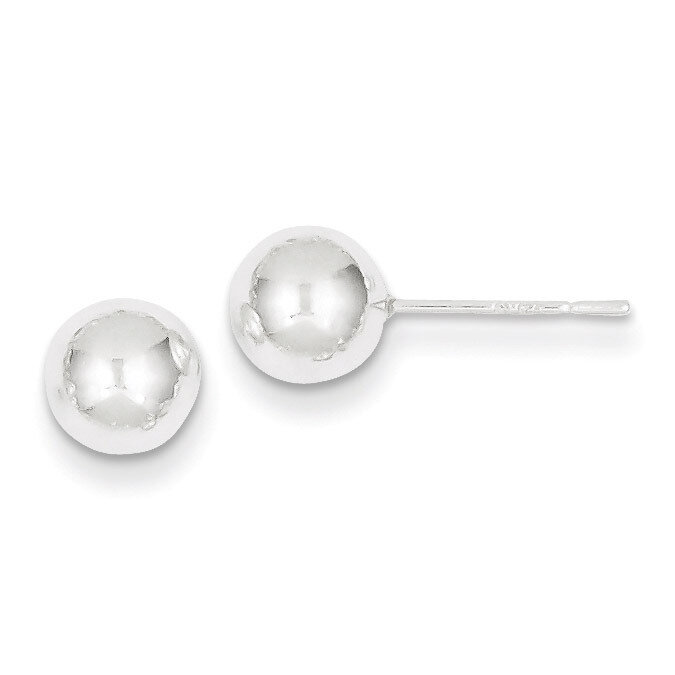 7mm Ball Earrings Sterling Silver Polished QE1832, MPN: QE1832, 883957922997