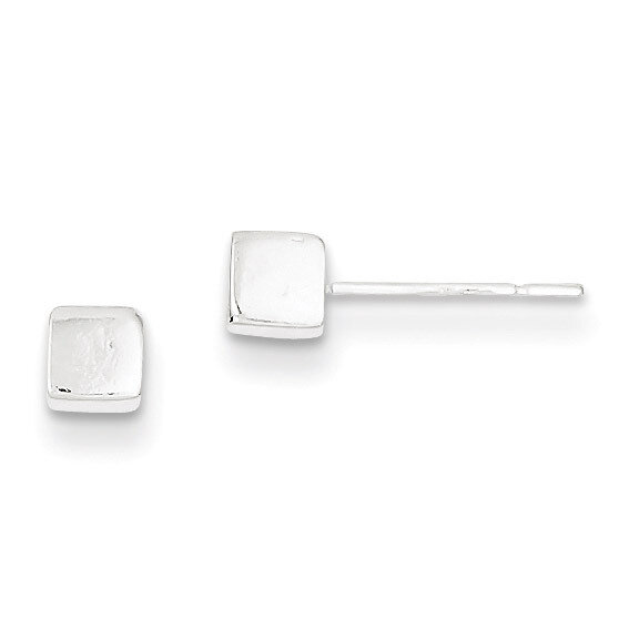 4mm Square Earrings Sterling Silver Polished QE1837, MPN: QE1837, 883957923048