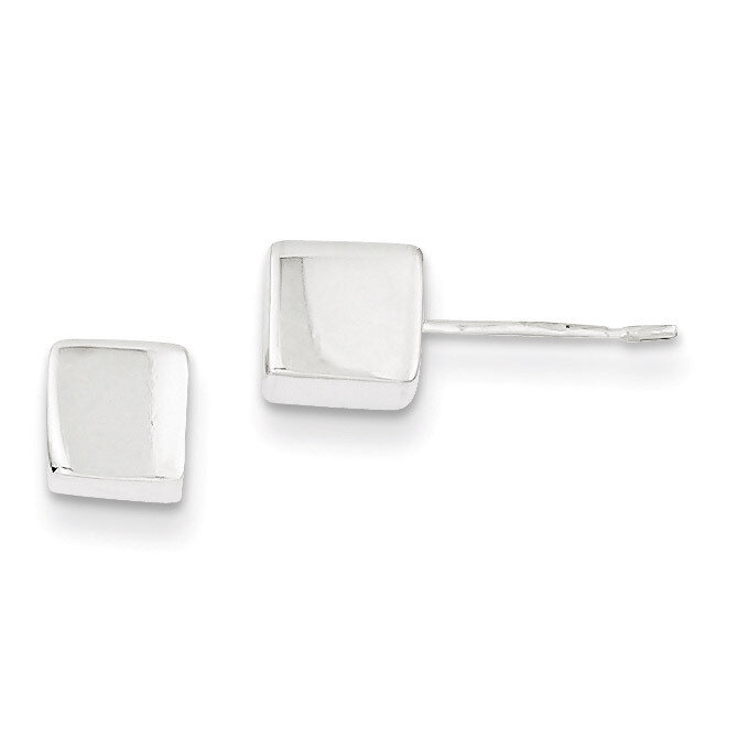 6mm Square Earrings Sterling Silver Polished QE1838, MPN: QE1838, 883957923055