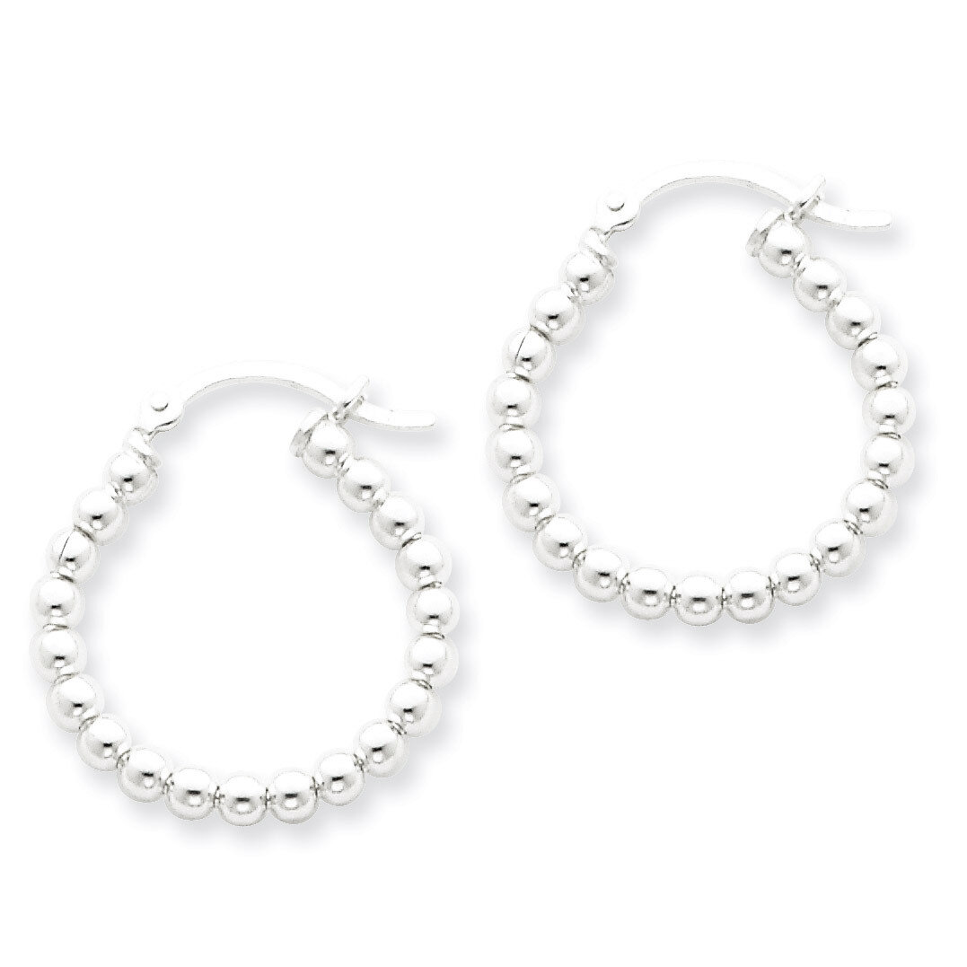 Beaded Hoop Earrings Sterling Silver Polished QE1971, MPN: QE1971, 883957923314