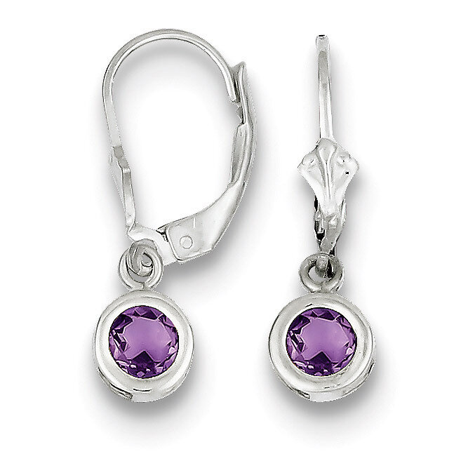 5mm Round .80ct Amethyst Leverback Earrings Sterling Silver QE2040AM
