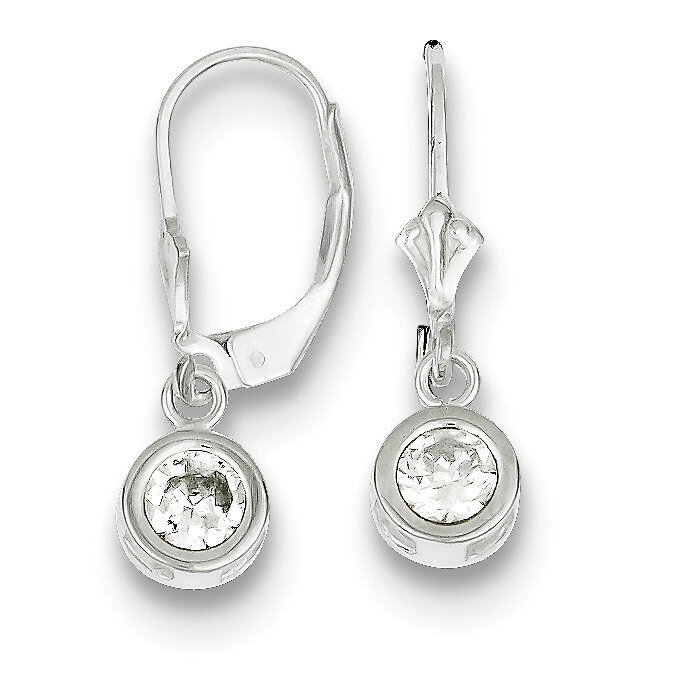 5mm Round Diamond Leverback Earrings Sterling Silver QE2040CZ, MPN: QE2040CZ, 883957048666