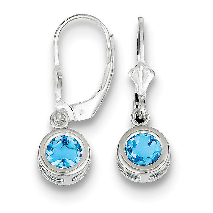 6mm Round Blue Topaz Leverback Earrings Sterling Silver QE2041BT, MPN: QE2041BT, 883957226965