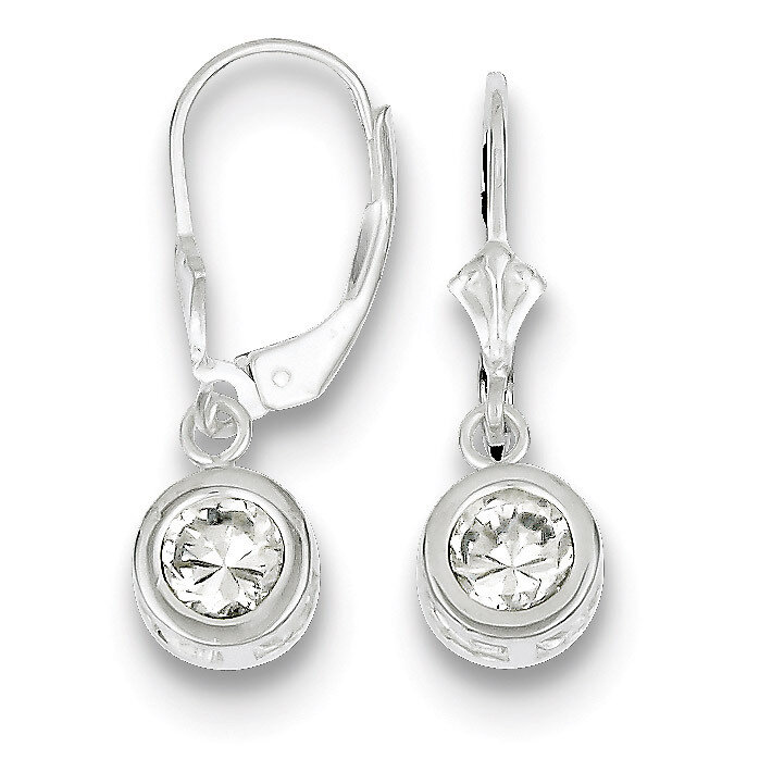 6mm Round Diamond Leverback Earrings Sterling Silver QE2041CZ, MPN: QE2041CZ, 883957048673