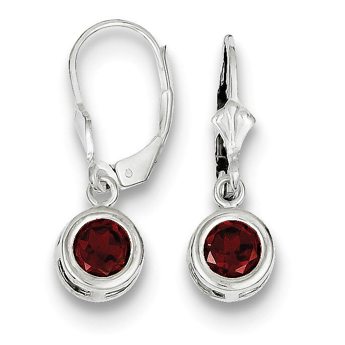 6mm Round Garnet Leverback Earrings Sterling Silver QE2041GA, MPN: QE2041GA, 883957225180
