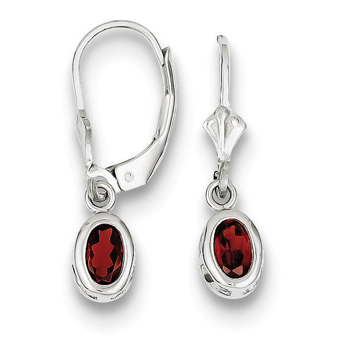 6x4mm Oval Garnet Leverback Earrings Sterling Silver QE2042GA, MPN: QE2042GA, 883957225623