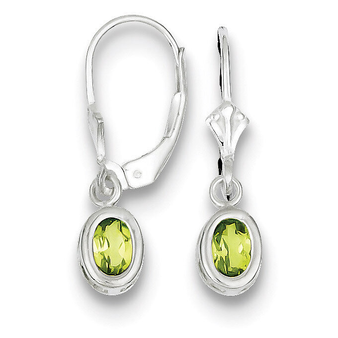 6x4mm Oval Peridot Leverback Earrings Sterling Silver QE2042PE, MPN: QE2042PE, 883957226255