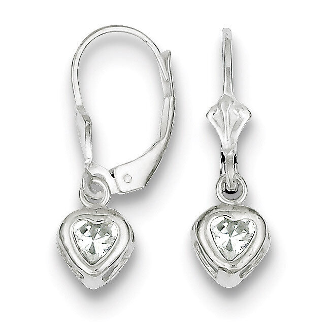 5mm Heart Diamond Leverback Earrings Sterling Silver QE2046CZ, MPN: QE2046CZ, 883957048727