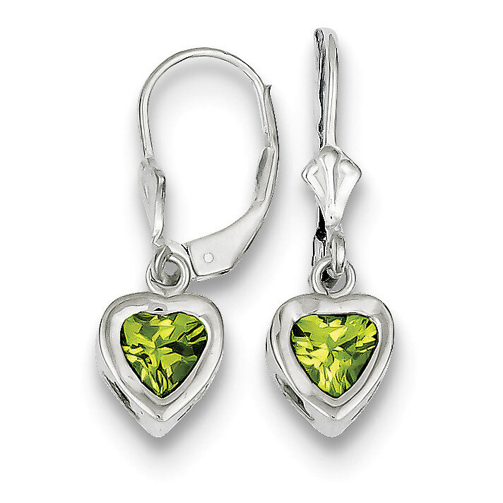 5mm Heart Peridot Leverback Earrings Sterling Silver QE2046PE, MPN: QE2046PE, 883957225692