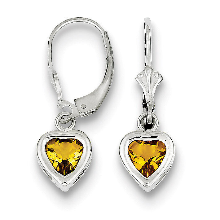 6mm Heart Citrine Leverback Earrings Sterling Silver QE2047CI, MPN: QE2047CI, 883957225746