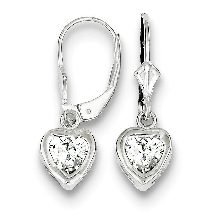 6mm Heart Diamond Leverback Earrings Sterling Silver QE2047CZ, MPN: QE2047CZ, 883957048734