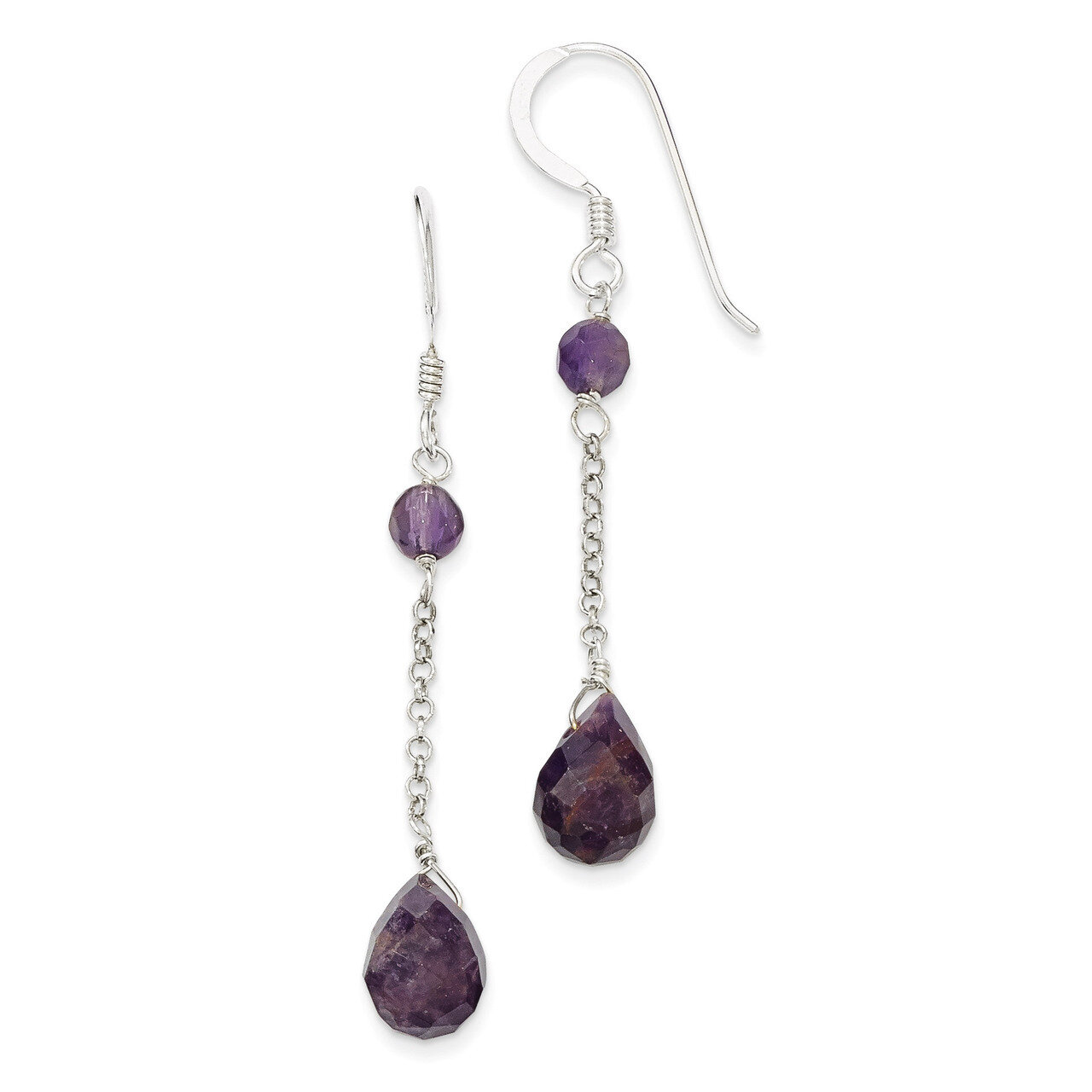 Amethyst Dangle Earrings Sterling Silver QE2352, MPN: QE2352, 886774246390