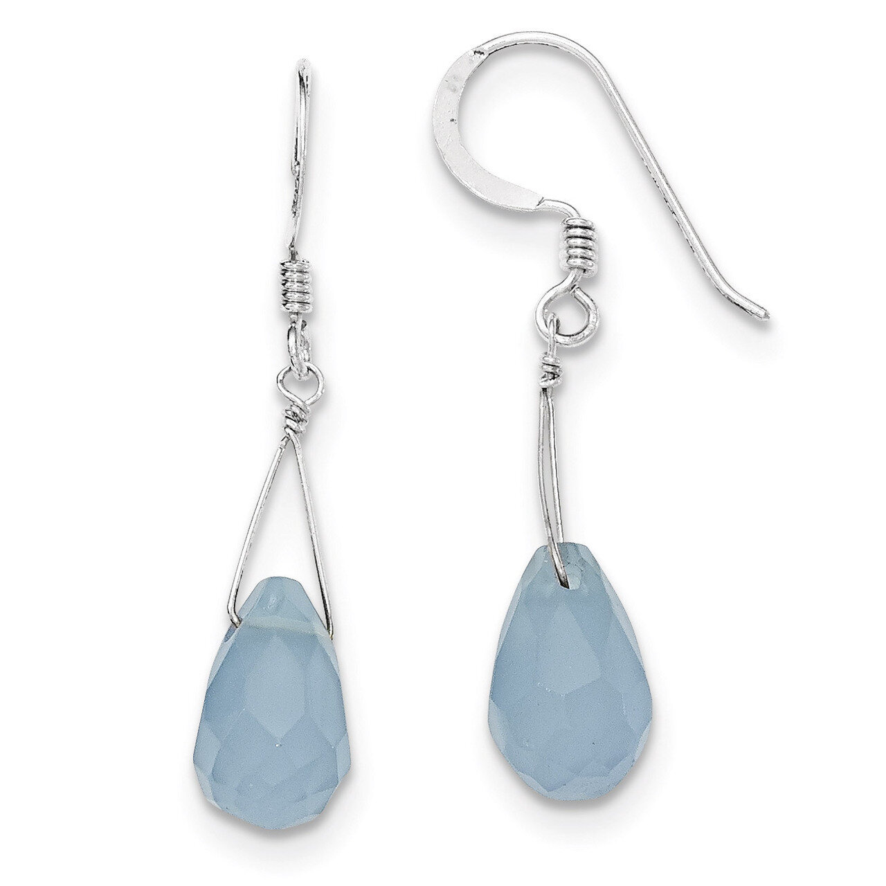 Blue Quartz Crystal Earrings Sterling Silver QE2552