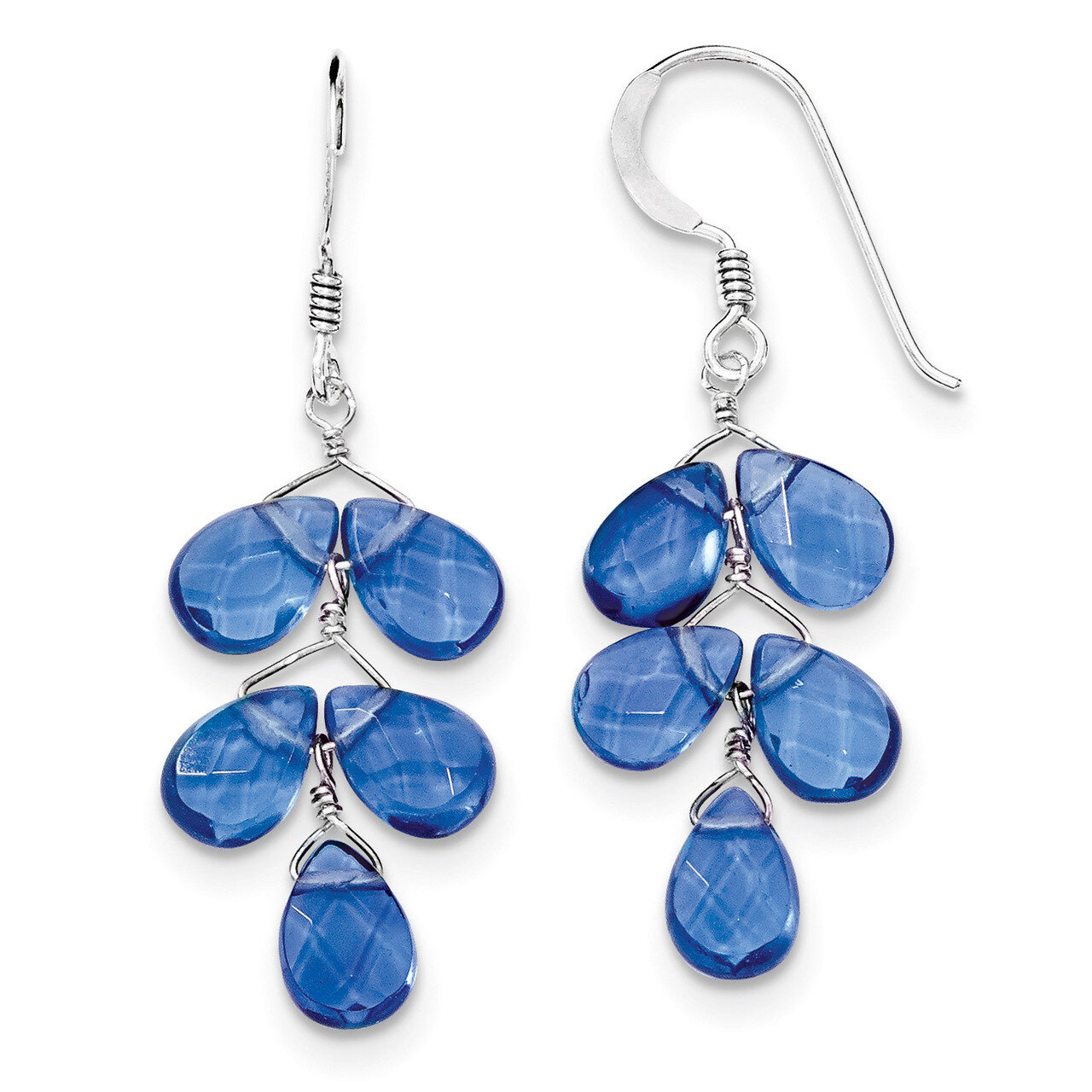 Blue Quartz Crystal Earrings Sterling Silver QE2594, MPN: QE2594, 886774246109