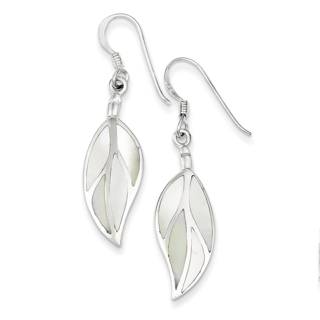 Mother of Pearl Leaf Earrings Sterling Silver QE2665, MPN: QE2665, 883957924274