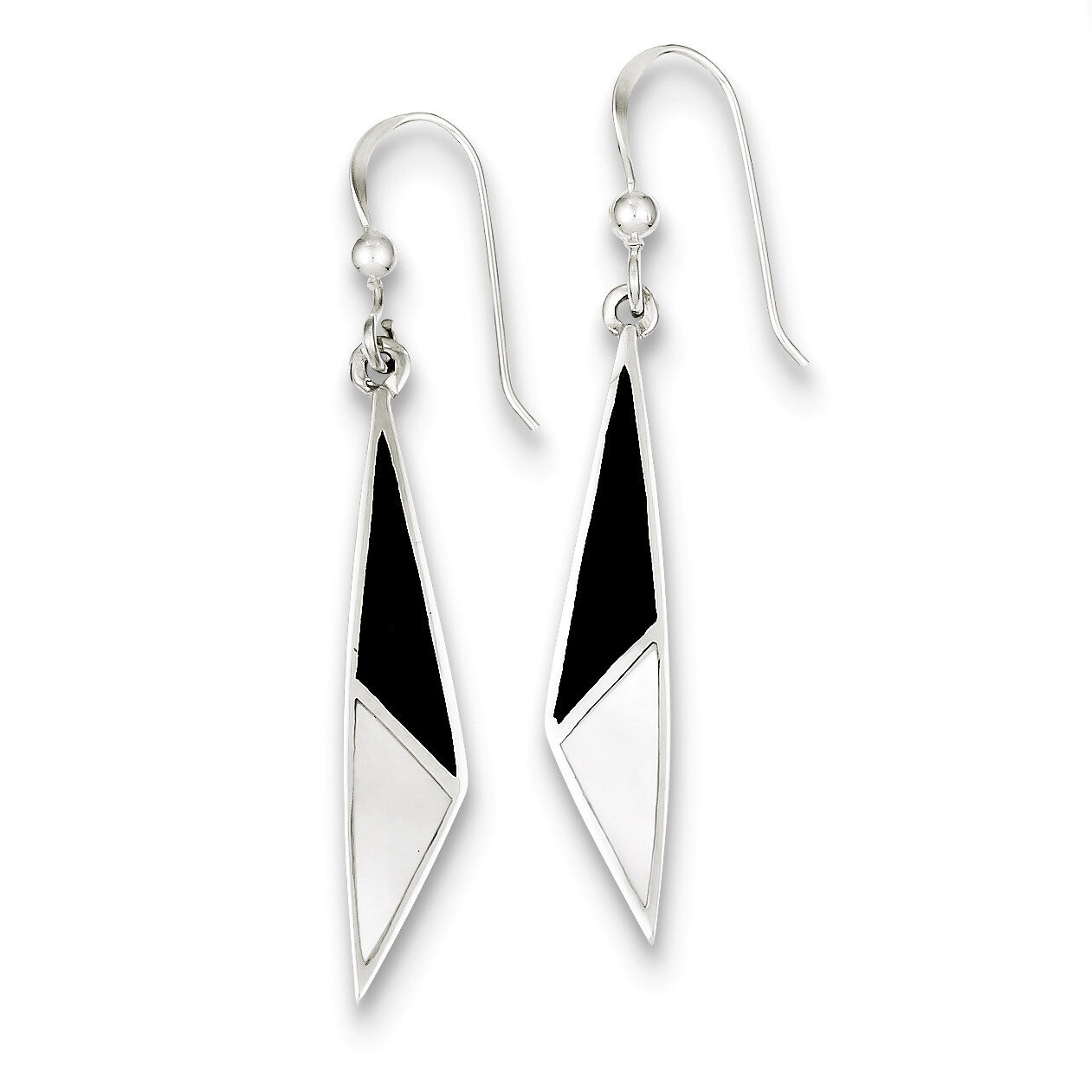 Onyx & Mother of Pearl Earrings Sterling Silver QE2726