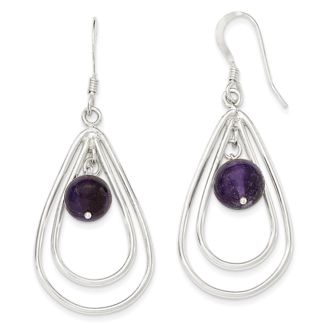 Amethyst Dangle Earrings Sterling Silver QE3043, MPN: QE3043, 886774246598