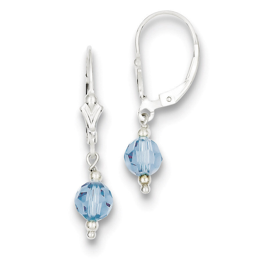 Blue Swarovski Elements Leverback Earrings Sterling Silver QE3057, MPN: QE3057, 191101188329