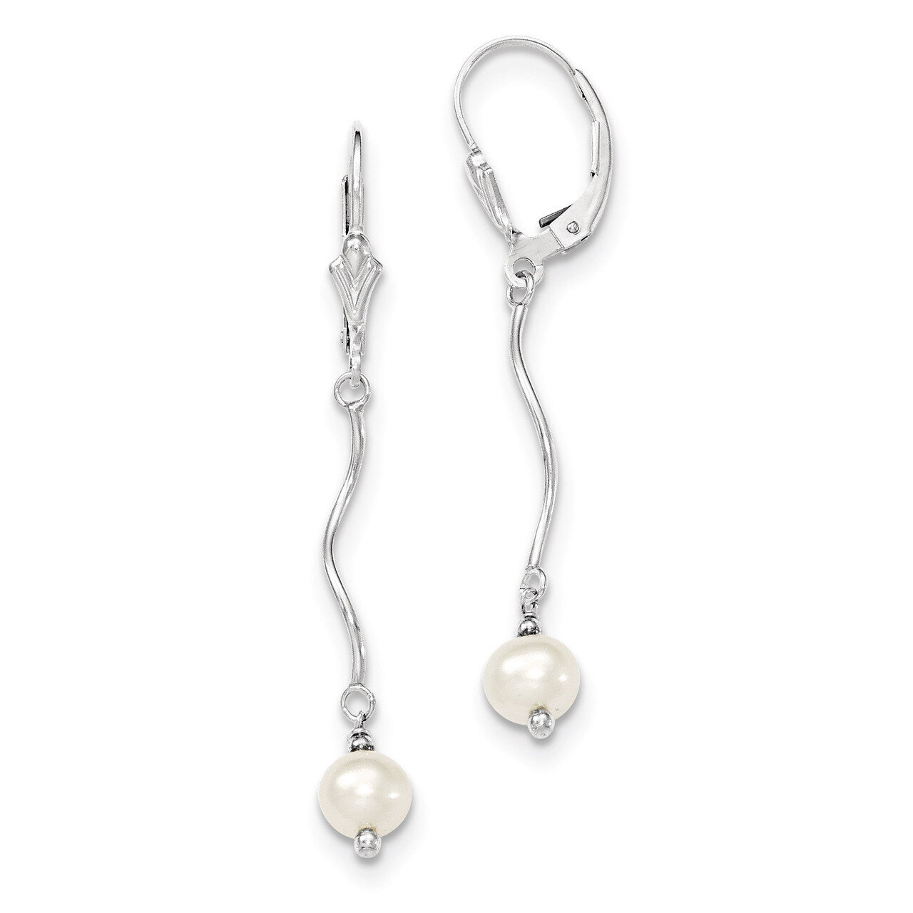 Pearl Leverback Earrings Sterling Silver Cultured QE3079