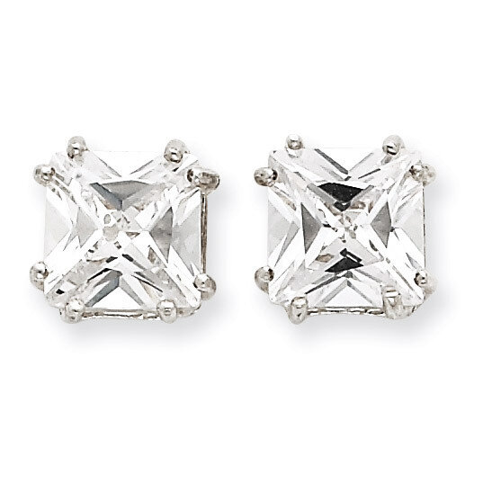 Princess Diamond Stud Earrings Sterling Silver QE315