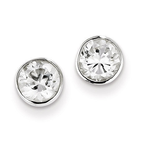 6mm Diamond Round Bezel Stud Earrings Sterling Silver QE3175, MPN: QE3175, 883957718118
