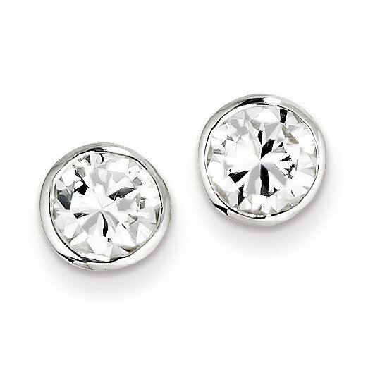 7mm Diamond Round Bezel Stud Earrings Sterling Silver QE3176