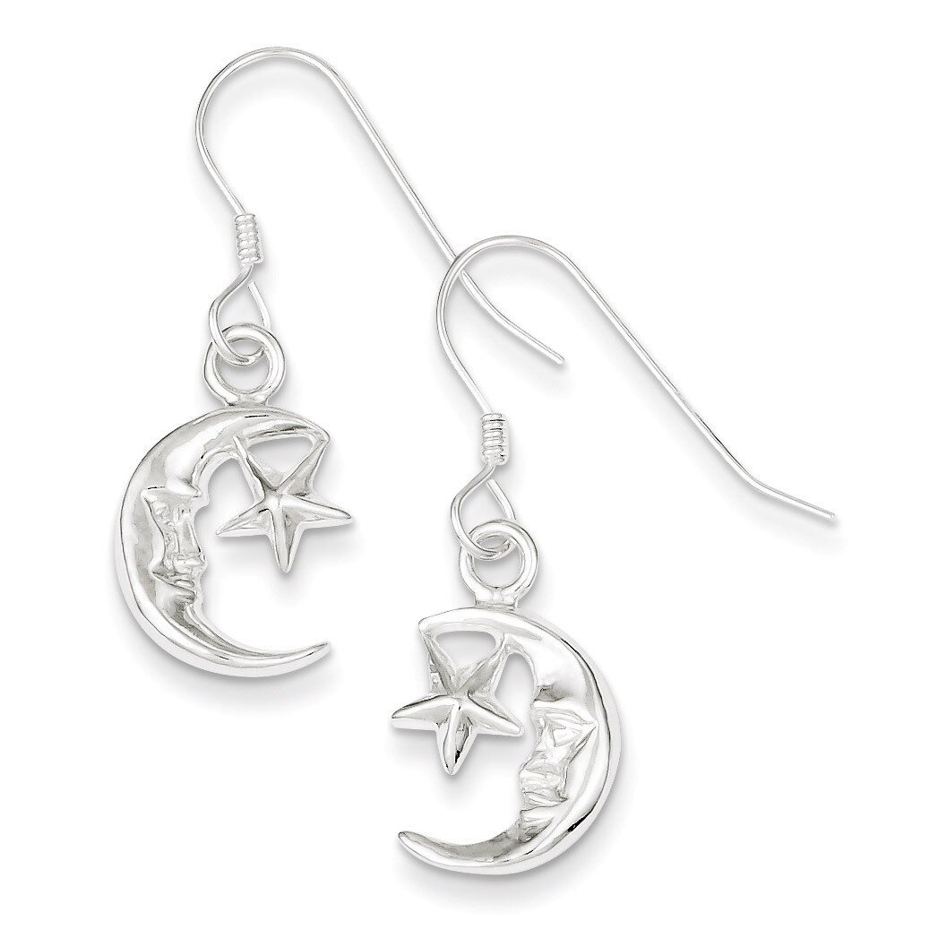 Moon & Star Earrings Sterling Silver QE32