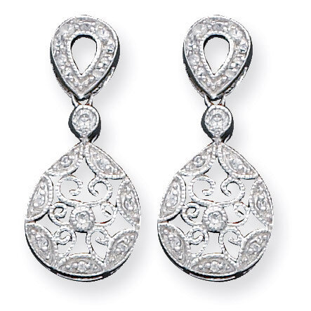 Antique Style Earrings Sterling Silver Diamond QE3224, MPN: QE3224, 883957926131
