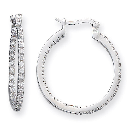 Hoop Earrings Sterling Silver Diamond QE3242