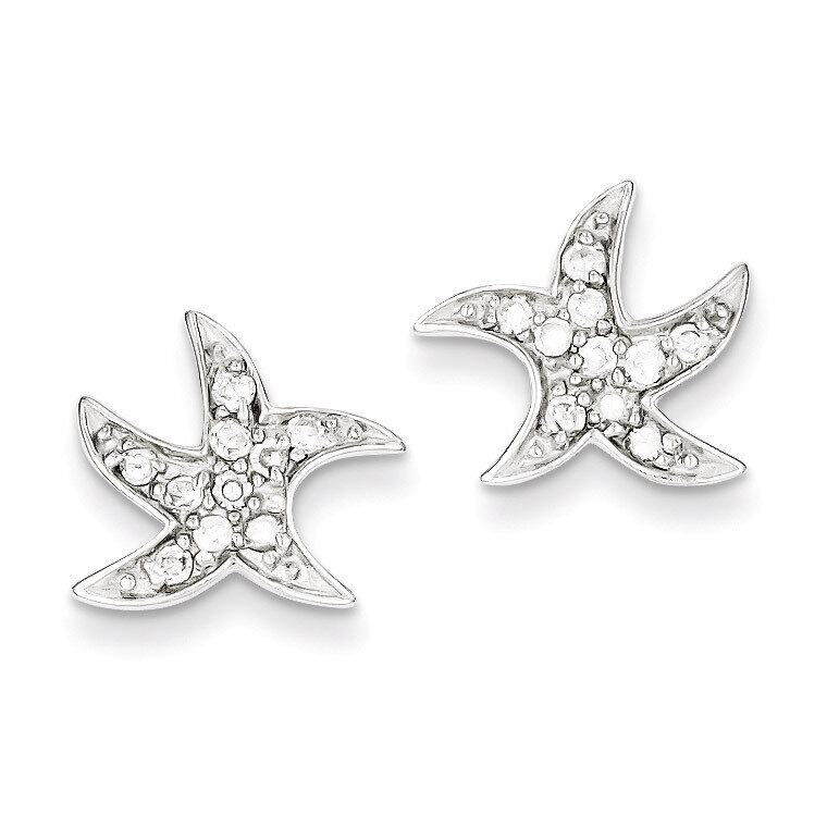 Starfish Earrings Sterling Silver Diamond QE3244, MPN: QE3244, 191101188473