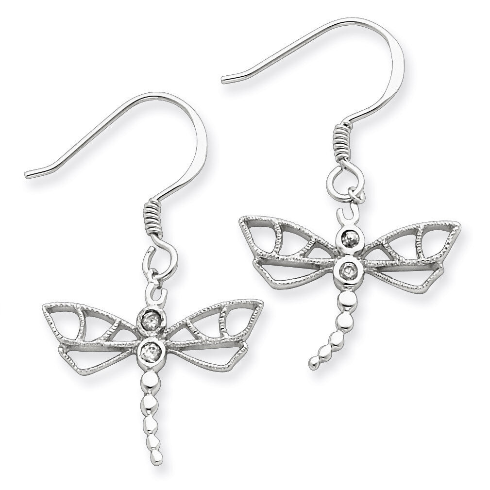 Dragonfly Earrings Sterling Silver Diamond QE3270