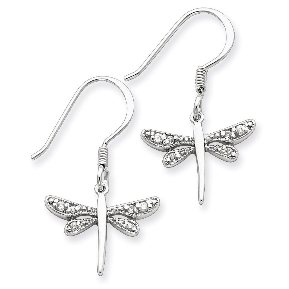 Dragonfly Earrings Sterling Silver Diamond QE3271, MPN: QE3271, 191101188503