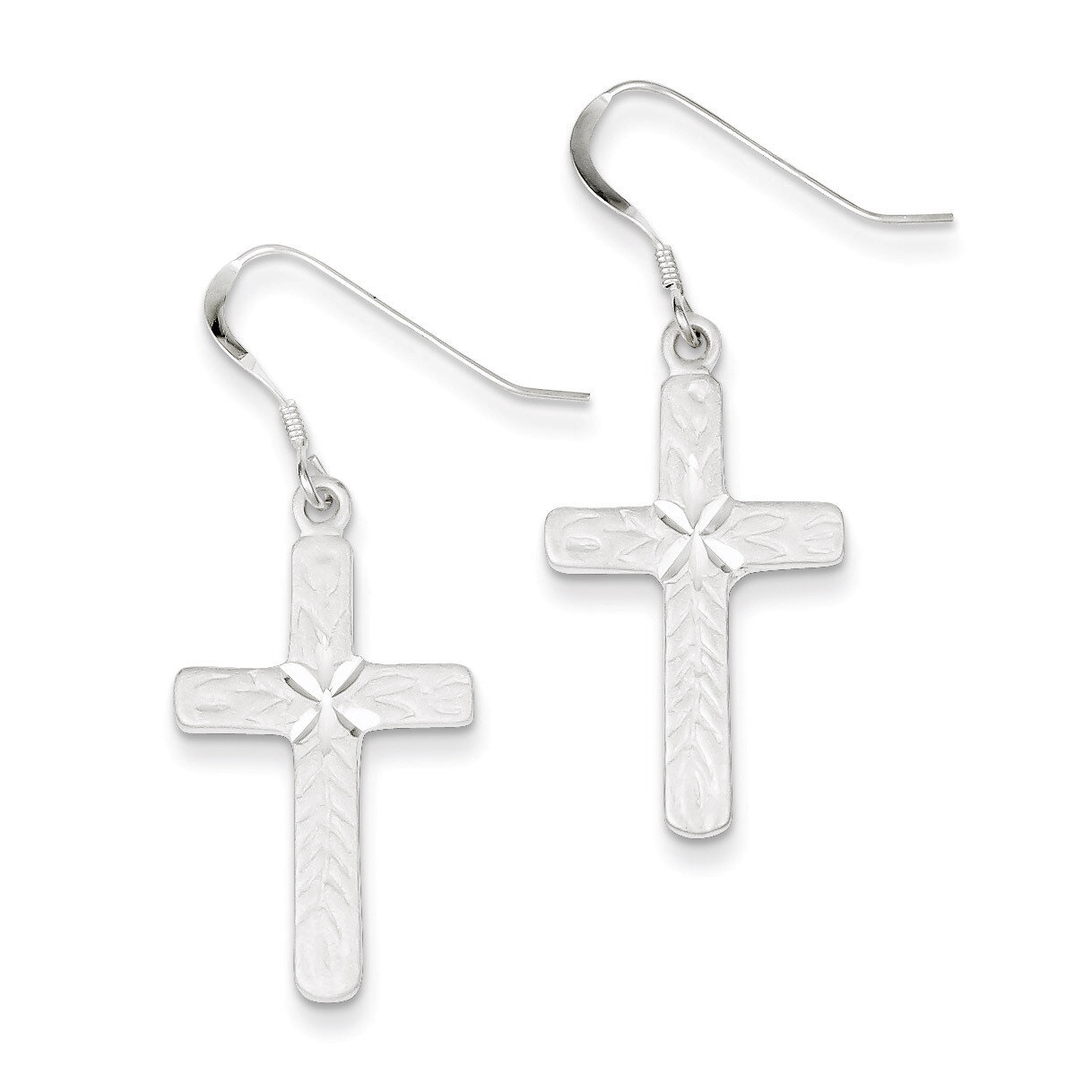 Cross Shepherd Hook Earrings Sterling Silver QE3326