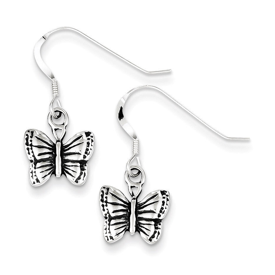 Butterfly Earrings Antiqued Sterling Silver QE3331, MPN: QE3331, 886774112619