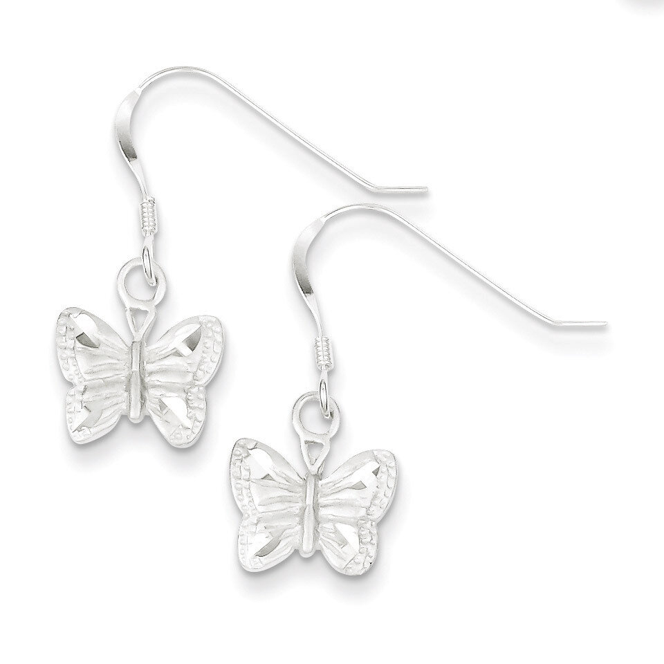 Butterfly Earrings Sterling Silver Polished QE3332