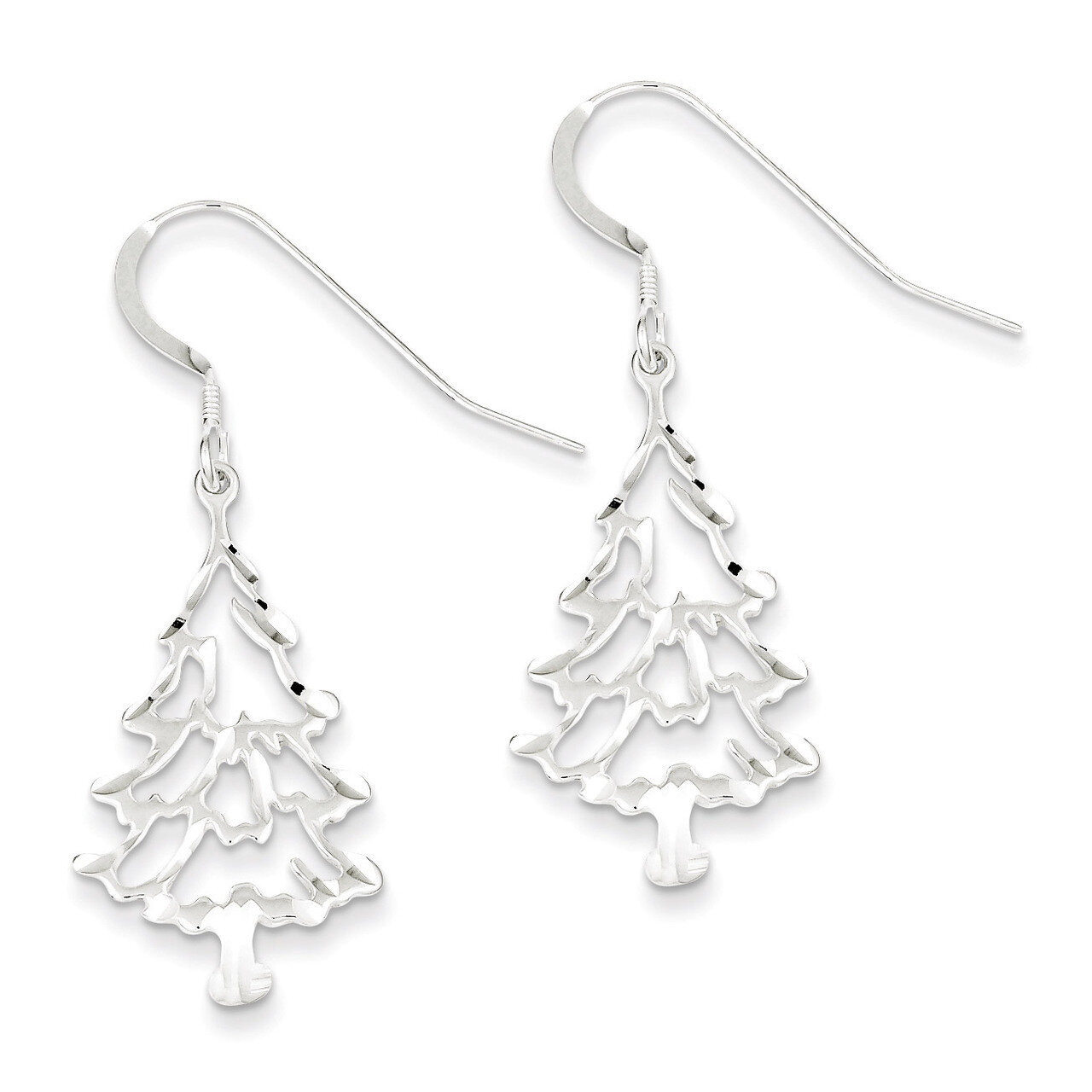 Christmas Tree Earrings Sterling Silver QE3341