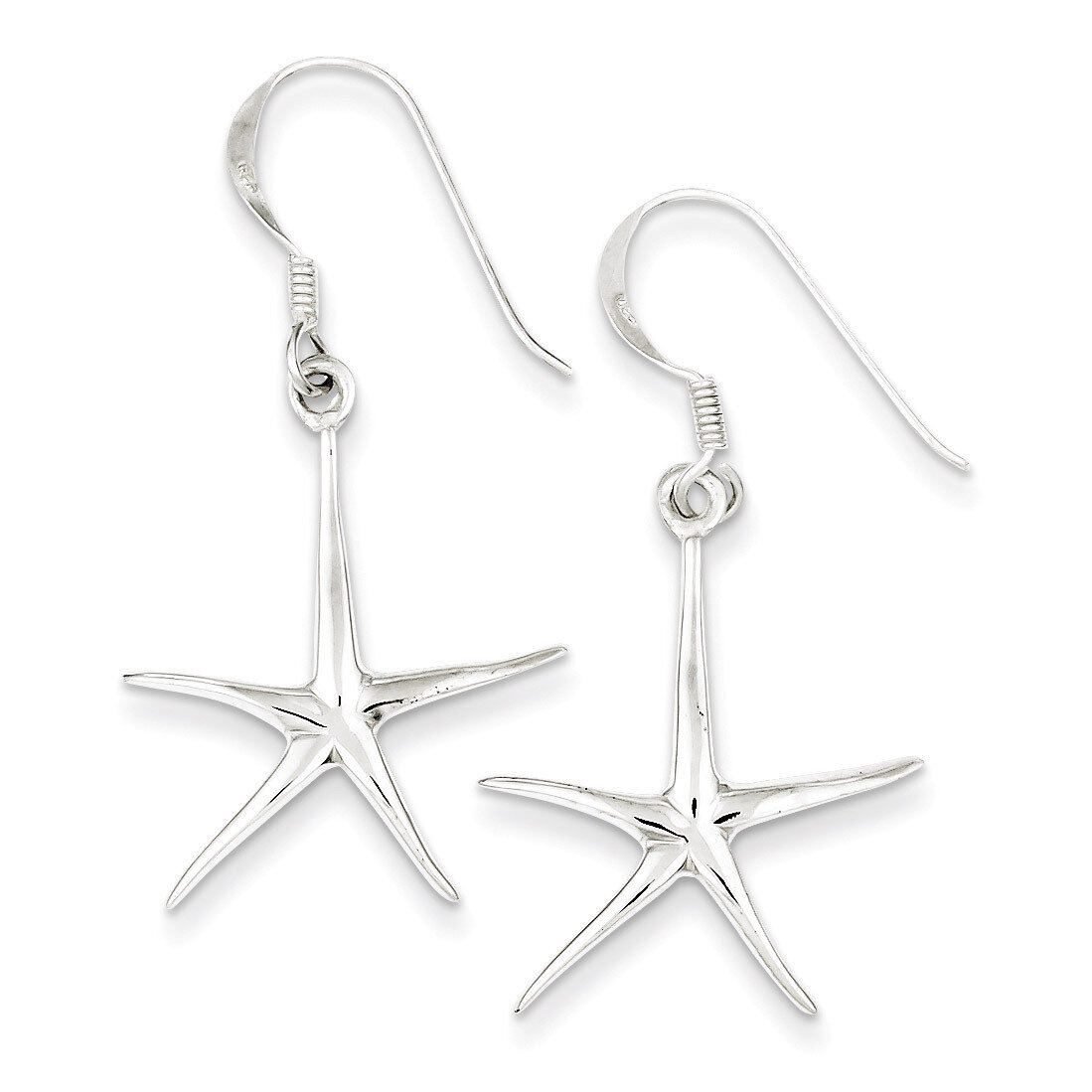Star Fish Dangle Earrings Sterling Silver QE3356