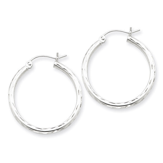 2.00mm Diamond-cut Hoop Earrings Sterling Silver Rhodium-plated QE3530, MPN: QE3530, 883957927152