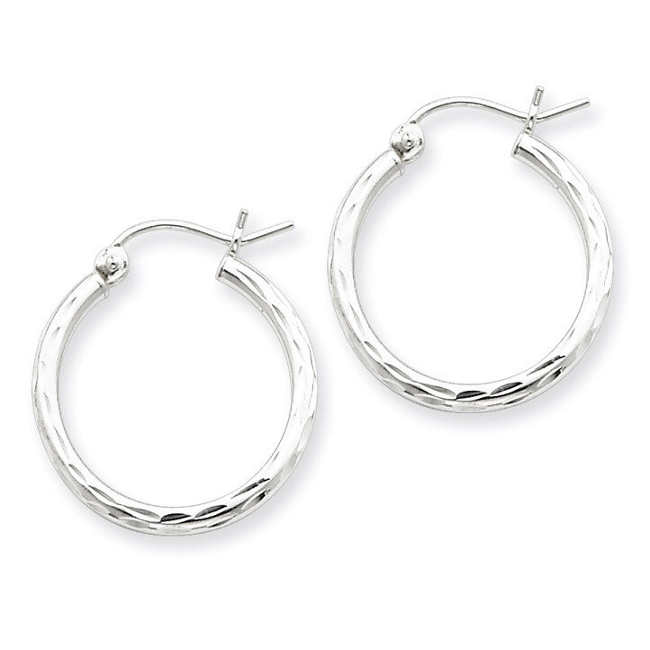 2.00mm Diamond-cut Hoop Earrings Sterling Silver Rhodium-plated QE3531, MPN: QE3531, 883957718705