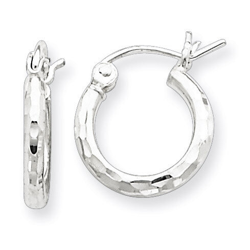 2.00mm Diamond-cut Hoop Earrings Sterling Silver Rhodium-plated QE3532, MPN: QE3532, 883957927169