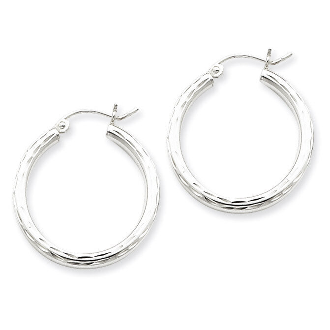 2.25mm Diamond-cut Hoop Earrings Sterling Silver Rhodium-plated QE3534, MPN: QE3534, 883957927183